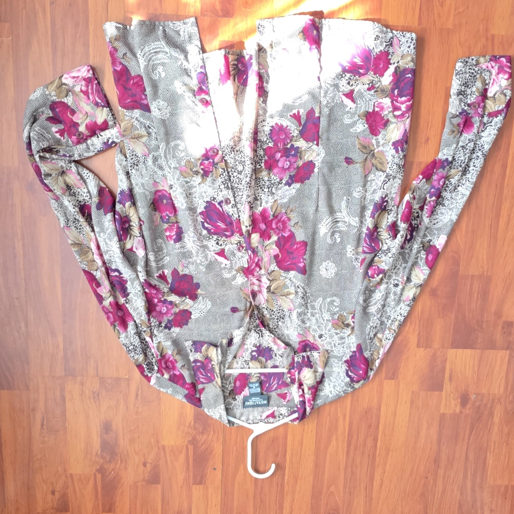 Notations Button Down Shirt - Magenta and Gray Floral
